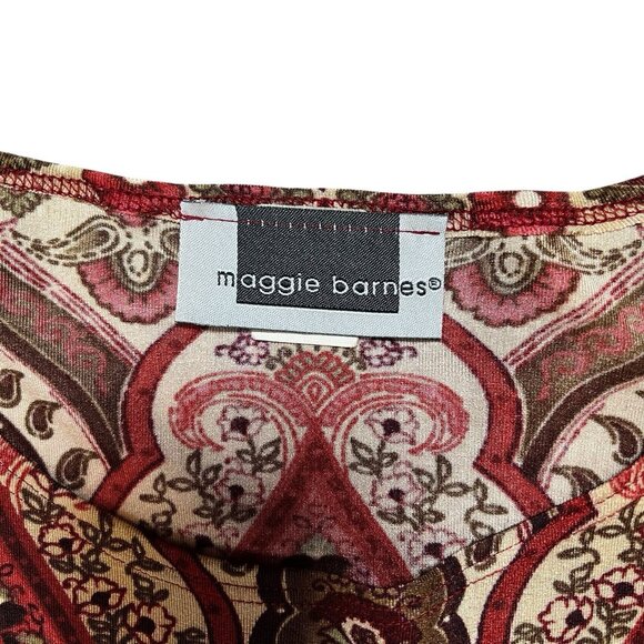 Maggie Barnes Women’s Top Plus Size 3X Red Stretch Short Sleeves - Picture 2 of 9